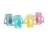 ELAYARD 4pcs Bottle Protectors with Thickened Thermal Insulation Cover Mixed Colors Nursing Bottle Cases Soft Protective Sleeve for Comfortable Grip and Reflux Prevention