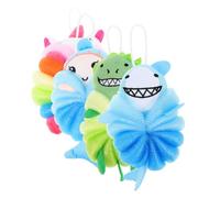 ELAYARD 4pcs Cartoon Bath Sponge Soft Body Scrubbers for Skin Care Fun Bathing Supplies with Unicorn Shark Dinosaur Mermaid Designs