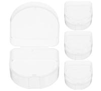 ELAYARD 4pcs Dentures Box Set for Teeth Cases and Mouthguards Portable Plastic Denture Holder Cups with Pp Material and Suitable for Home Or Office Use