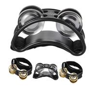 ELAYARD 4pcs Double Row Foot Shaker Tambourine with Metal Jingle Bells Ergonomic Pedal Percussion Instrument for Adults for Concerts Acoustic Guitarists and Live Performances