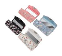 ELAYARD 4pcs Elegant Embroidered Lipstick Case Cosmetics Organizer for Gloss Plumping Lip Gloss Makeup Bag