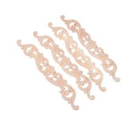ELAYARD 4pcs European Vintage Wood Carved Appliques Beige Embossed Relief Design for Wall Door Cabinet Mirror Wardrobe Mantel Dresser Staircase DIY Furniture Decoration