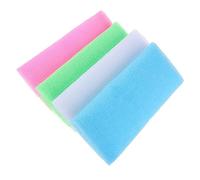 ELAYARD 4pcs Exfoliating Body Scrubber Towels Soft Nylon Back Washcloths for Shower Dual-sided Bath Towels in Pink Blue Green White for Dead Skin Removal and Spa Use