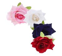 ELAYARD 4pcs Floral Napkin Rings Cloth Serviette Buckles with Rose Design in Red White Navy Pink Elegant Table Decor for Weddings Valentine S Day Showers Holiday Parties