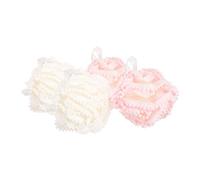 ELAYARD 4pcs Large Soft Loofah Shower for Women Men Exfoliating Bath Sponges with Back Scrubber Function Mesh Body Wash Balls in White and Pink for Cleansing