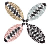 ELAYARD 4pcs Medium Size Banana Hair Clips for Thick and Curly Hair Vintage Fabric Floral Pattern with Strong Hold for Women and Girls for Styling and Ponytail