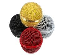 ELAYARD 4pcs Microphone Metal Grille Replacement for Dynamic Wireless Mic, Colorful Mic Head Mesh Set with Black, Gold, Red, White for Stage and Studio Use