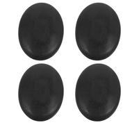 ELAYARD 4Pcs Natural Basalt Hot Stone Massage Set for Feet Back Shoulder Therapy, Black Curved 9X7Cm Stones for Spa Relaxation and Beauty Treatment