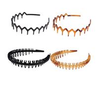 ELAYARD 4pcs Retro Anti-slip Hair Bands Comfortable Face Washing Headbands Hair Hoops for Women Daily Wear Engagement Party Accessories Black Tawny Branch Garland Designs