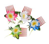 ELAYARD 4Pcs Tropical Plumeria Hair Combs for Weddings Beach Vacations Vibrant Multi Color Bridal Hair Flowers Artificial Floral Accessories for Bridesmaids Casual Styling