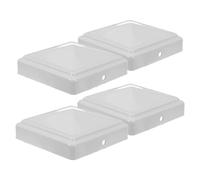 ELAYARD 4Pcs White Fence Post Decoration Caps for 100X100Mm Square Tubes - Matte Finial Deck Railing and Iron Gate Post Covers for Garden and Outdoor Fence Accessories