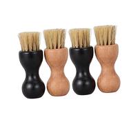 ELAYARD 4pcs Wooden Shoe Cleaning Brush Multifunctional Household Shoe Polishing and Dust Removing Brushes with Natural Bristles Lightweight Portable Dark and Light Color