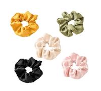 ELAYARD 5 Pcs Satin Hair Scrunchies Cloth Hair Rope Ponytail Holder Simple Design Chic Stretch Elastic Ties in Place for Women Girls Random Color