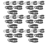 ELAYARD 52pcs Stainless Steel Pipe Clamps with Cushion Rubber, Doubleriveted Edges and 6.5mm Mounting Hole for Stability and Preventing Pipe Deformation, Suitable for Hoses and Wire Tubes