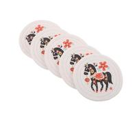 ELAYARD 5pcs 2026 Chinese Zodiac Horse Cotton Woven Drink Coasters Set, 12cm Circular Handmade Insulation Placemats for Coffee Table, Farmhouse Beverage Cup Mats for Home and Bar Use