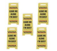 ELAYARD 5pcs Acrylic Memo Clip Stand Double-Sided Note Holder with Funny Caution Sign Design for Office Desk Decor Desktop Accessory for Organizing Notes and Cards Compact Space-Saving