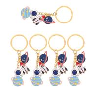 ELAYARD 5pcs Astronaut Keychain Set Planet Themed Metal Pendant Key Rings Space Backpack and Car Souvenir Accessories for Party Favors