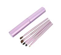 ELAYARD 5pcs Eyeshadow Brush Set Purple Natural Hair Bristles in Aluminum Case, Eye Makeup Blending Tools for Women, Cosmetic Eye Brush Kit for Professional and Daily Use