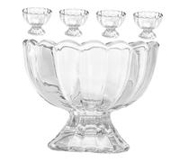 ELAYARD 5Pcs Glass Footed Dessert Bowls Elegant Tulip Shape Appetizer Cups for Ice Cream Fruit Salad and Snacks Reusable Bowls for Family Gatherings and Parties