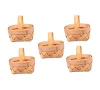 ELAYARD 5Pcs Hand Woven Mini Bamboo Baskets Natural Material DIY Flower Baskets for Home Decor Rustic Farmhouse Style Desktop Adornments