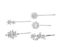 ELAYARD 5Pcs Rhinestone Flower Hair Clips with Pearl Sunflower Star Leaf Designs Stylish Snap Barrettes for Women and Wedding and Party Accessories