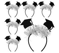 ELAYARD 6 Pcs Graduation Cap Headbands Silver Tassel Graduation Hat Decorations Hair Accessories for Students Photo Prop Headband and School Leavers Celebration