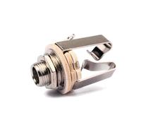 ELAYARD 6 PCS Stereo Guitar Jack Socket Panel Mount Connectors for Acoustic Electric Bass Guitar Iron and Copper Construction with Chrome Nut and Washer Flexible Protective Cable Boot