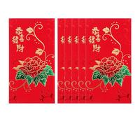 ELAYARD 6pcs 2024 Chinese New Year Red Envelopes Paper Lucky Money Packets with Auspicious Greetings, Chinese Style Red Packets for Spring Festival and Lunar Year Celebrations