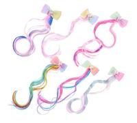 ELAYARD 6Pcs Colored Hair Extensions Bow Clips for Bright Rainbow Hair Braid Accessories with Sweet Bow Design Safe and Easy to Use for Birthdays Parties Festivals and Daily Wear