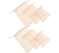 ELAYARD 6pcs Cotton Mesh Produce Bags Fruit Vegetable Bags Drawstring for Food Storage and Farmers Market