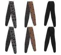 ELAYARD 6Pcs Hook and Loop Hairbands Set for Women - Wide, Flexible Headbands in Brown Heart, Black Spotty, and Grey Striped Designs - Comfortable Hair Accessories for Styling, Party, and