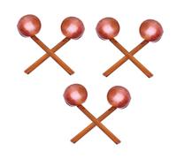 ELAYARD 6PCS Japanese Long Handle Wooden Soup Spoons with Faceted Grip Smooth Wood Texture Ladles for Stirring Serving Eating Kitchen Utensils for Household and Restaurant Use