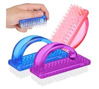 ELAYARD 6pcs Large Plastic Handle Grip Nail Brushes Stiff Bristles, Nail Dust Remover and Fingernail Cleaner Set for Manicure and Pedicure, Suitable for Men and Women