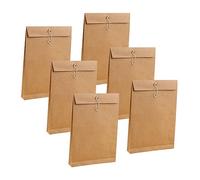 ELAYARD 6pcs Light Brown Kraft Paper Portfolio File Bags with Large Capacity Stylish Document Organizers for Office Business Travel and School Storage