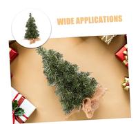 ELAYARD 6pcs Mini Artificial Christmas Pine Trees with Linen Base Evergreen Desktop Decorations for Home Kitchen Dining Table Lifelike Miniature Holiday Ornaments Portable Festive Accent