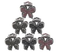 ELAYARD 6pcs Mini Rhinestone Butterfly Hair Claws Sparkly Small Hair Clips for Weddings and Parties for Women for Bridesmaids