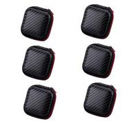 ELAYARD 6pcs Waterproof Earphone Storage Bag with Zipper, Portable Data Cable Organizer Pouch for Travel and Electronics Accessories in Black and Red