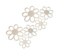ELAYARD 6pcs Wooden Daisy Wall Decor Rustic Flower Plaques for Farmhouse Bathroom Nursery Boho Cottagecore Decor Natural Dry Flower Hanging Art