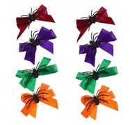 ELAYARD 8 Pcs Halloween Bow Hair Clips Spider Costume Hair Accessories for Women Lightweight Comfortable Ribbon Bows for Party Cosplay Festive Spooky Design in Red Purple Orange Green