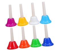 ELAYARD 8pcs Colorful Musical Hand Bells Set for Instruments Educational Wood Metal Construction Unique Tones Rhythm Development