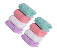 ELAYARD 8Pcs Coral Fleece Towels for Boy Girl and Thick Absorbent Face Cloths Non-Fading Washcloths in Green Pink White Purple
