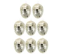 ELAYARD 8pcs Easter Hanging Ornaments Set - 4x6cm Silver Foam Mosaic Glass Eggs - Spring Decorative Easter Egg Pendants for Home, Party, Classroom Décor