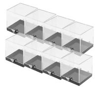 ELAYARD 8Pcs Square Specimen Display Boxes with Black Base 68X68X68Mm Reusable Mineral Sample Storage Cases for Rock Collection and Scientific Use