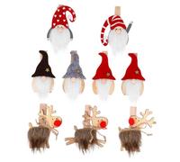 ELAYARD 9 Pcs Christmas Decorative Clips Adorable Wooden Forest Man and Reindeer Message Holders Colorful Red Green Photo and Note Clips for Festive Home and Office Decor