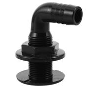ELAYARD 90 Degree Angled Marine Boat Drain Plug with Flapper Valve Black Plastic Yacht Drain Valve for Boat Deck and Marine Cabins with Compact Structure