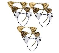 ELAYARD 9pcs Leopard Pattern Cat Ear Headband Set Soft Plush Fuzzy Animal Hair Hoop for Party Cosplay Spa and Everyday Use Comfortable Flexible Fit Lightweight Travel Accessory for Adults