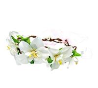 ELAYARD Adjustable Lily Flower Hair Wreath Bridal Floral Crown Headdress Handmade Bohemian Headband for Wedding Party Maternity Shoot Beach Decoration Suitable for Bridesmaids Random Color