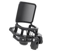 ELAYARD Adjustable Quakeproof Microphone Stand with Blow Prevention Net Material Mic Rack Holder for Handheld Mics Black Height Adjustable for Recording Studio Use