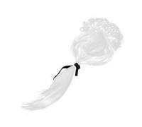 ELAYARD Baroque Long Curly White Wig for Men Judge Court Lawyer Cosplay Costume Natural Look with Ribbon Tied Ponytail for Fancy Dress Parties and Halloween Events