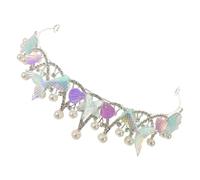 ELAYARD Baroque Mermaid Seashell Crown with Rhinestones, Blue Mermaid Headband Hair Accessory for Women, Wedding Princess Tiara and Birthday Party Seashell Headpiece